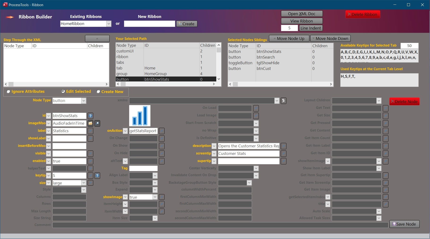example of the ProcessTools Access Add-In Navigation Tool